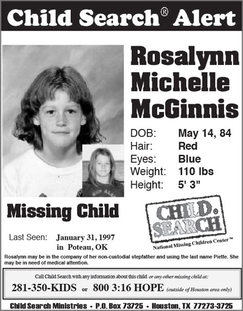 rosalynn mcginnis|The Tragic Story of Rosalynn McGinnis, Who Was Kidnapped  .